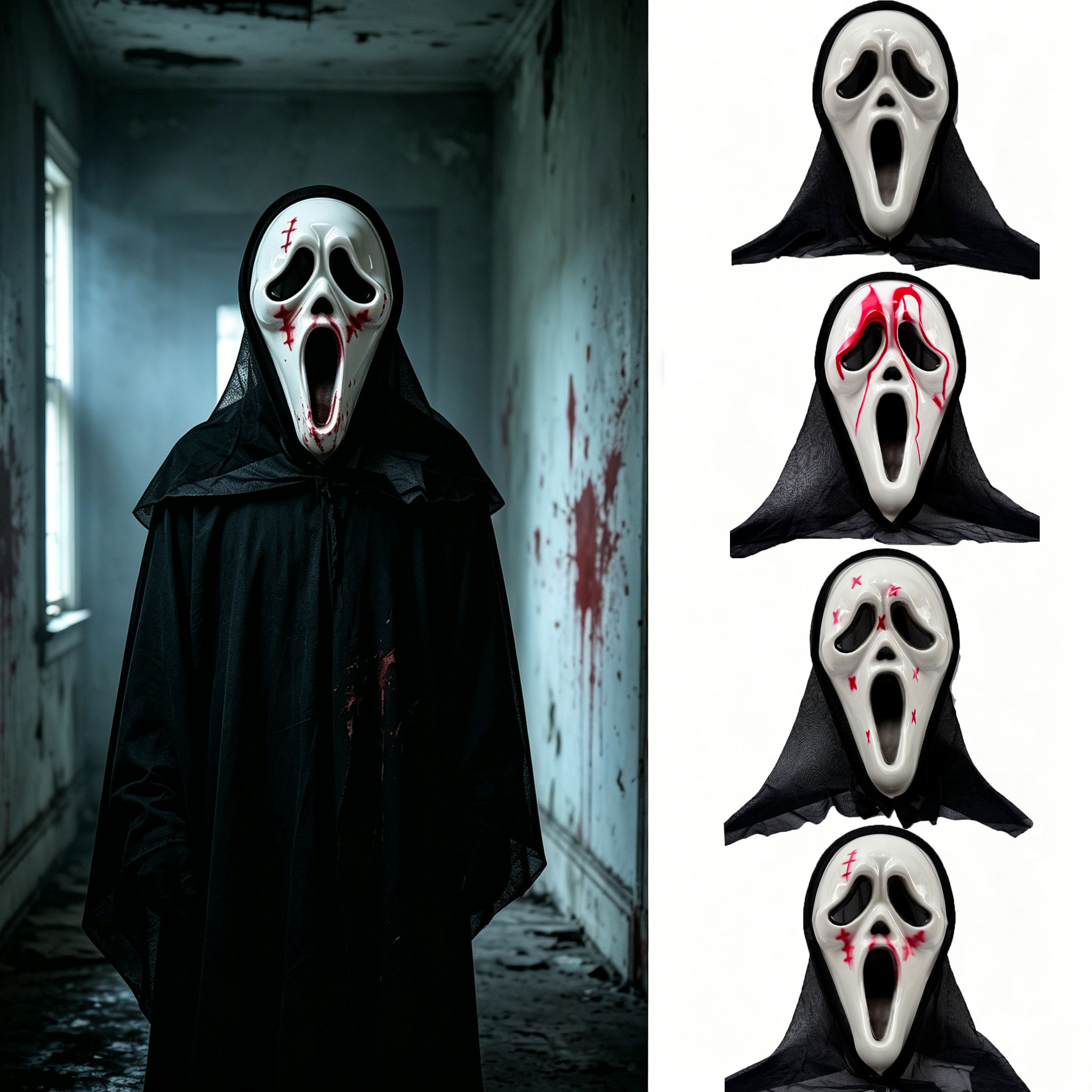 Led Purge Mask Halloween - Маска-призрак для ужасов с черным сетчатым