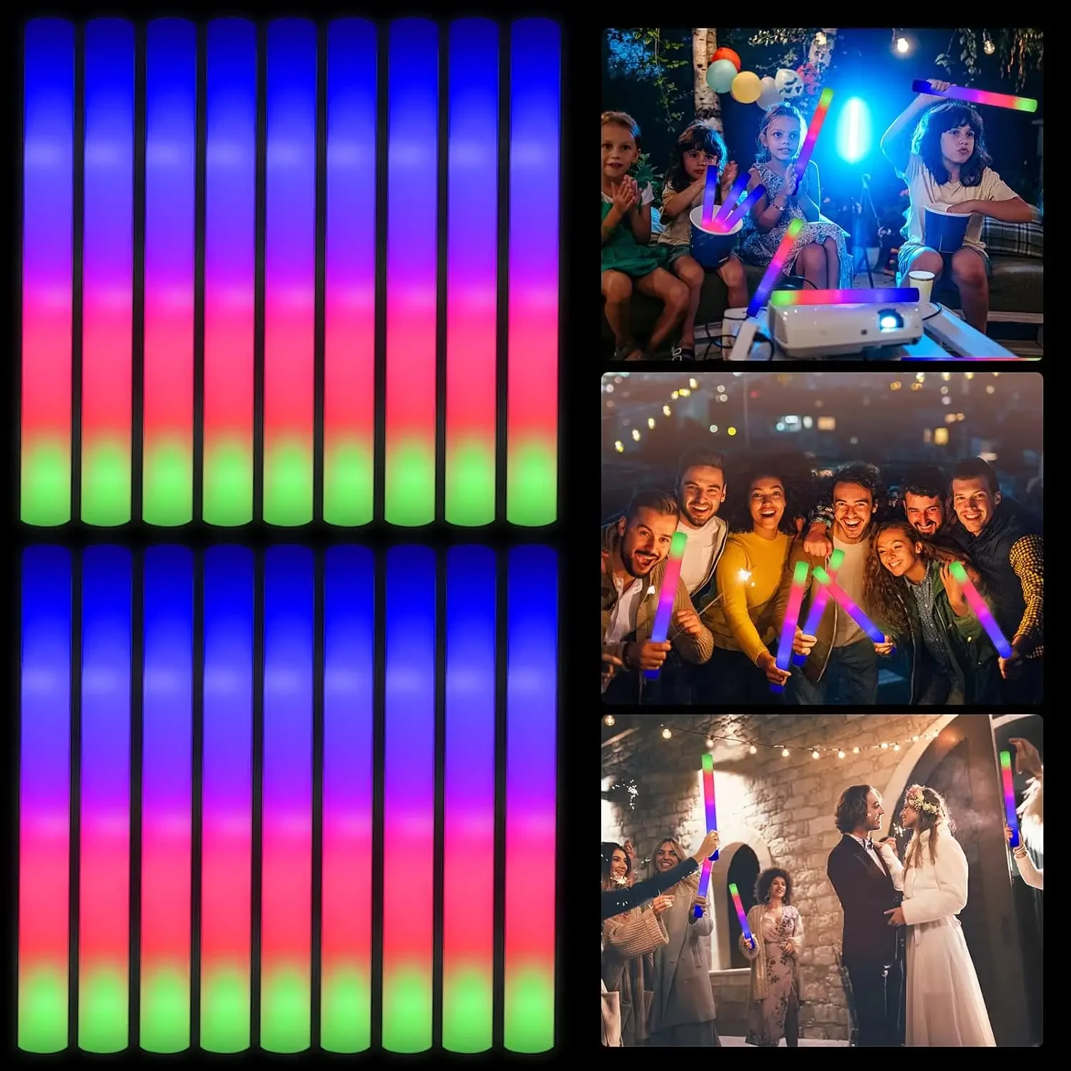 Flashing Led Foam Sticks Party - 2Z-50 шт. светодиодных пенопластовых светящихся палочек