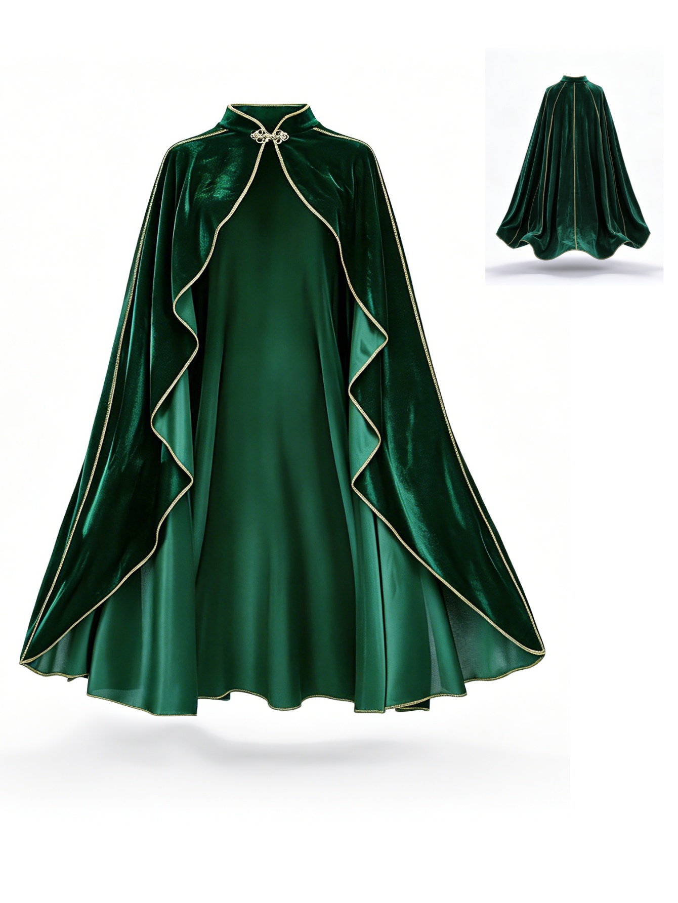 Medieval Renaissance Dress Women - Женский винтажный плащ из зеленого бархата