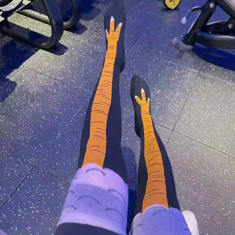 Funny Chicken Leg Socks - Модные женские носки длиной до колена,