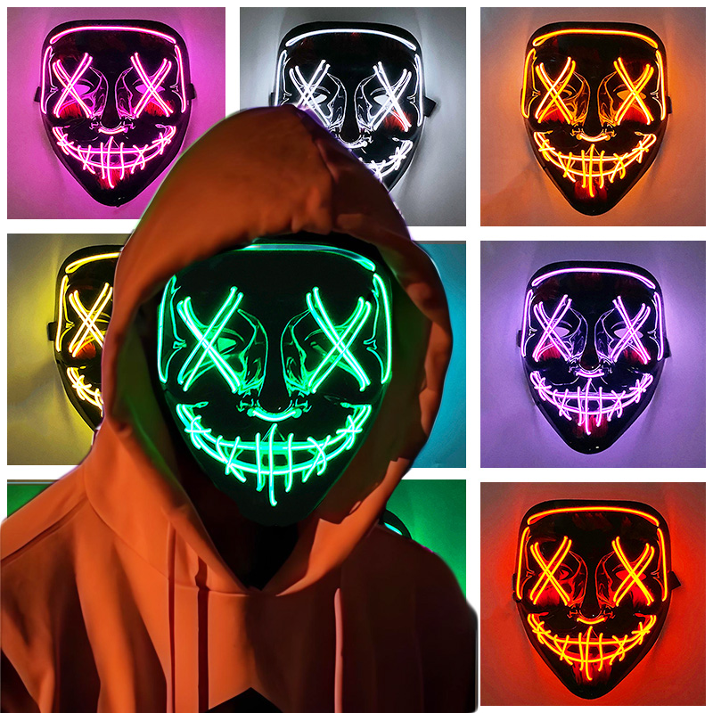 Светящаяся неоновая маска для  – обзор и цена Led Purge Mask Halloween